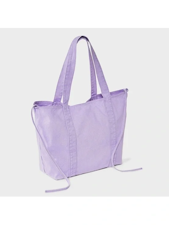 JoyLab Washed Canvas Tote Handbag - Lavender - Picture 3 of 8